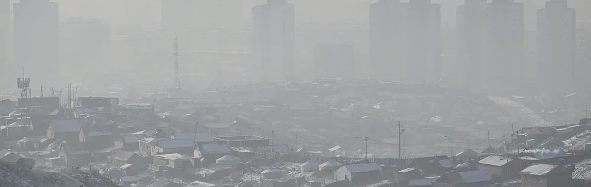 Winter smog over Ulaanbaatar, Mongolia